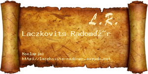 Laczkovits Radomér névjegykártya